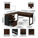 Ver imagem 5 de Mesa Escritório em “L” c/ Gaveteiro 1,70×1,60m Marsala/Preto - 34441