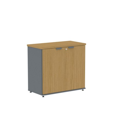 Armário Baixo para Escritório com 2 Portas P25 Cinza/Samba/Grafito