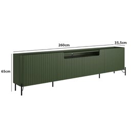 Rack para Sala 260cm com 4 Portas Brise Pés Metal 100% Mdf Cor:musgo com Preto - 2