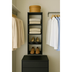 Closet Nicho Estante Sapateira Supenso de Parede Aberto Madeira Mdf:preto