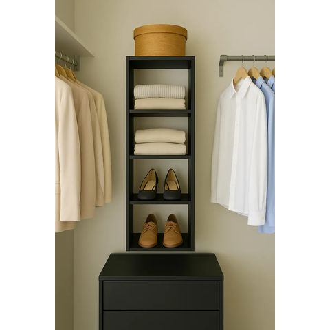 Closet Nicho Estante Sapateira Supenso de Parede Aberto Madeira Mdf:preto