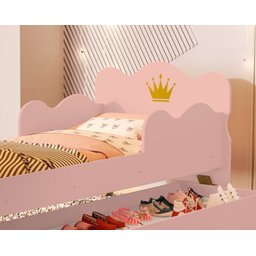 Cama Infantil Princesa Realeza Com Sapateira Rosa e Colchão - 3
