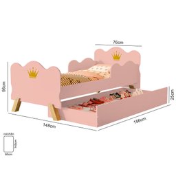 Cama Infantil Princesa Realeza Com Sapateira Rosa e Colchão - 4