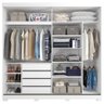 Guarda Roupa Casal em MDF 2 Portas 3 Cabideiro 6 Prateleiras 3 Sapateiros 4 Gavetas Quarto Branco - 4
