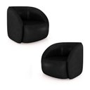 Ver imagem 2 de Kit 2 Poltronas Decorativas Sala de Estar Clarke Pu Preto Manchado G45 - Gran Belo