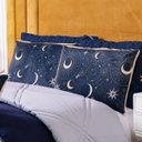 Ver imagem 6 de Kit Edredom Casal Padrão Astros Azul Marinho com Almofada Estampada 06 Peças - Dupla Face Percal 300