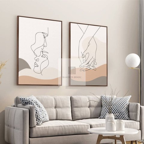 Quadro Decorativo Casal em Linhas Duo Amor e União