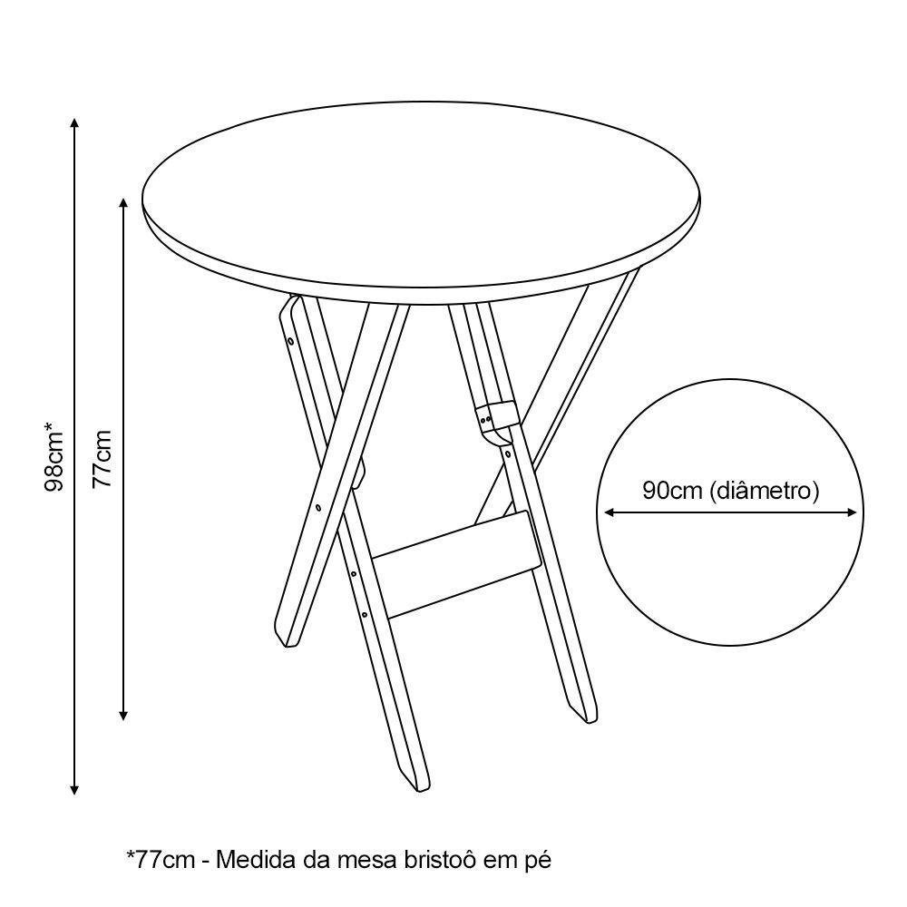 Conjunto Dobrável Mesa De Madeira 90cm Redonda Com 4 Cadeiras Imbuia Cor: Marrom - 3