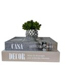 Ver imagem 1 de Decoração sala dupla livro fake + vaso cachepô prateado