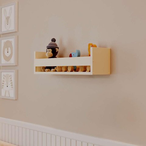 Prateleira Porta Brinquedo Bege Claro 70 X 12cm Suporte Invisivel