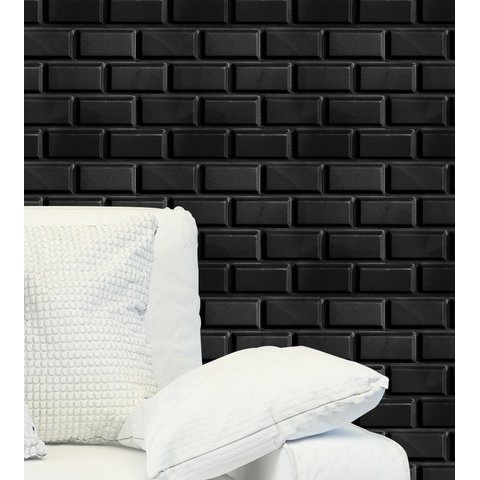 Kit 30 Placas PVC 3d Revestimento De Parede Decorativa Tijolinho Preto 25 cm