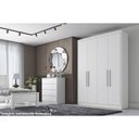 Ver imagem 3 de Guarda Roupa Solteiro 4 Portas e 3 Gavetas Moderni Branco - Novo Horizonte
