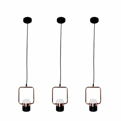 Luminária de Teto Cobre 15,5cm Estilo Moderno Kit com 3
