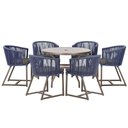 Ver imagem 1 de Mesa com 6 Cadeiras Jantar Noronha Marrom E11 Trama Original Azul