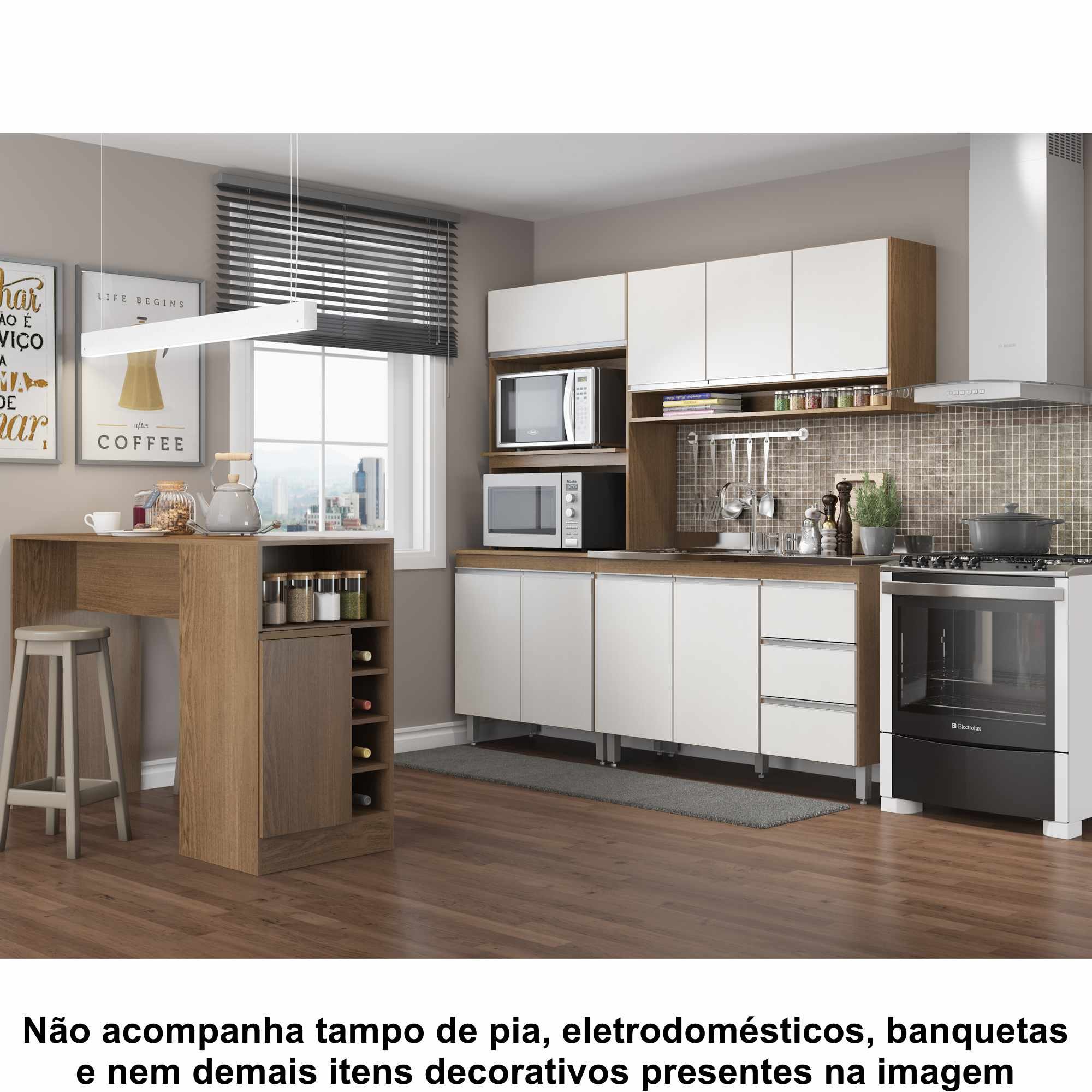 Conjunto Armários de Cozinha Modulada 3 Peças 2,00m e Bancada Cj30-009 ...