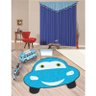 Kit Decoração Fusca Feliz para Quarto Infantil = Cortina Riviera 2 Metros + Tapete Pelúcia - Azul - 1