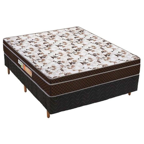 Cama Box Casal Colchão Anatômico Polar D28/ep Orthopremium + Base Crc Rústico Black(138x188)