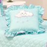 Colcha Solteiro Hello 03 Peças Bordado Nuvem com Almofada - Azul Tiffany - 2