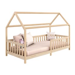 Cama Infantil Montessoriana Casa Madeira com Estrado Nina Natural - 8