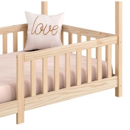 Cama Infantil Montessoriana Casa Madeira com Estrado Nina Natural - 5