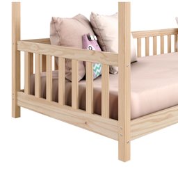 Cama Infantil Montessoriana Casa Madeira com Estrado Nina Natural - 6
