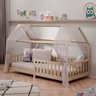 Cama Infantil Montessoriana Casa Madeira com Estrado Nina Natural Idimex - 1