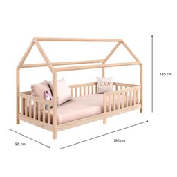 Cama Infantil Montessoriana Casa Madeira com Estrado Nina Natural - 4