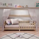 Ver imagem 2 de Cama Infantil Montessoriana Casa Madeira com Estrado Nina Natural Idimex