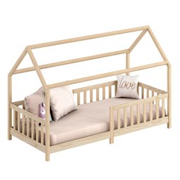 Cama Infantil Montessoriana Casa Madeira com Estrado Nina Natural - 9