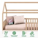 Ver imagem 3 de Cama Infantil Montessoriana Casa Madeira com Estrado Nina Natural Idimex