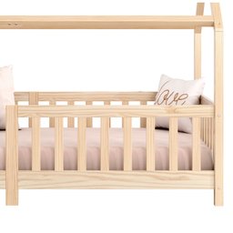 Cama Infantil Montessoriana Casa Madeira com Estrado Nina Natural - 7