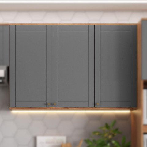 Armário Aéreo Bella 3 Portas Nog/cinza 120cm Carraro