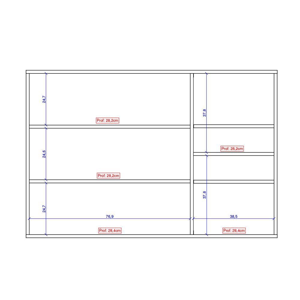 Armário Aéreo Bella 3 Portas Nog/Cinza 120cm Carraro - 6