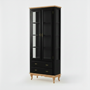 Ver imagem 1 de Cristaleira com 2 Portas 2 Gavetas Exclusive Preto - Imbuia