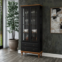 Ver imagem 4 de Cristaleira com 2 Portas 2 Gavetas Exclusive Preto - Imbuia