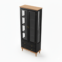 Ver imagem 2 de Cristaleira com 2 Portas 2 Gavetas Exclusive Preto - Imbuia