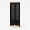 Ver imagem 3 de Cristaleira com 2 Portas 2 Gavetas Exclusive Preto - Imbuia