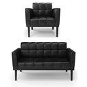 Ver imagem 6 de Sofá Namoradeira e Poltrona Base de Madeira Preto Elisa Corano D03 - D'Rossi