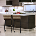 Ver imagem 6 de Kit 2 Banquetas Quadrada Junco Cappuccino para Balcão Ilha Cozinha Área Gourmet Bancada Piscina Bar