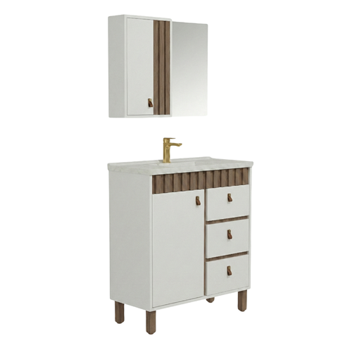 Conjunto Gabinete de Banheiro com Pé Cecilia 80cm