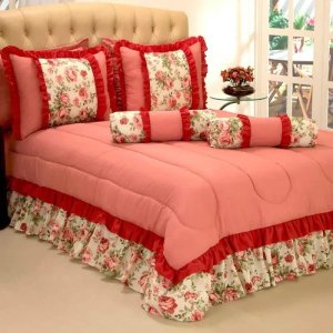 Edredom Queen Florencia 05 Peças Estampado com Rolinho