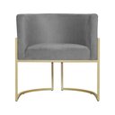 Ver imagem 4 de Kit 2 Poltrona Luana Suede Cinza Base Dourada Luxo - Fm