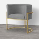 Ver imagem 7 de Kit 2 Poltrona Luana Suede Cinza Base Dourada Luxo - Fm