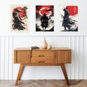 Ver imagem 1 de Kit 3 Quadros Gravuras Artes Samurais 24x18cm - com Vidro:moldura Branca