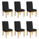 Ver imagem 1 de Kit 6 Cadeiras de Jantar Solana Boucle Preto Base de Madeira - Pallazio