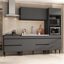 Ver imagem 1 de Armário Cozinha Modulada Completa com Pia Inclusa 251,5cm Milano Multimóveis MCR2470 Grafite