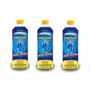 Kit 3 Crisfloc Clarificante 1 Litro Cris Água para Piscina