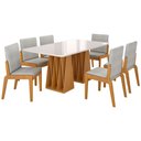 Ver imagem 1 de Kit Mesa de Jantar Orquestra com 6 Cadeira Sinfonia em Linho Naturale/off White/cinza