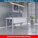 Ver imagem 2 de Mesa Escritório P25 Tub Pandin 170 Cm (larg) X 70 Cm (prof) Tampo Mdp Branco Pé Aço Tubular Lilá