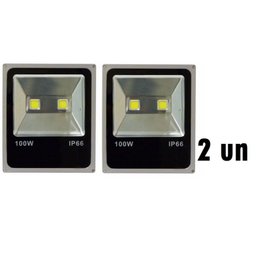 KIT COM 2 Refletor Led Holofote 100w Bivolt A Prova D'água Branco Frio - 1